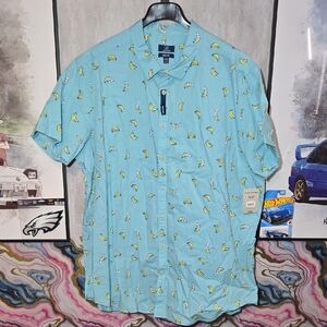 3XL George Nautica Men's Sky Blue Banana Pattern Shirt